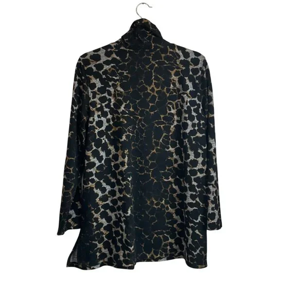 Ali Miles Med Animal Print Cowl Neck Tunic Top Long Sleeves Lagenlook - Picture 2 of 14